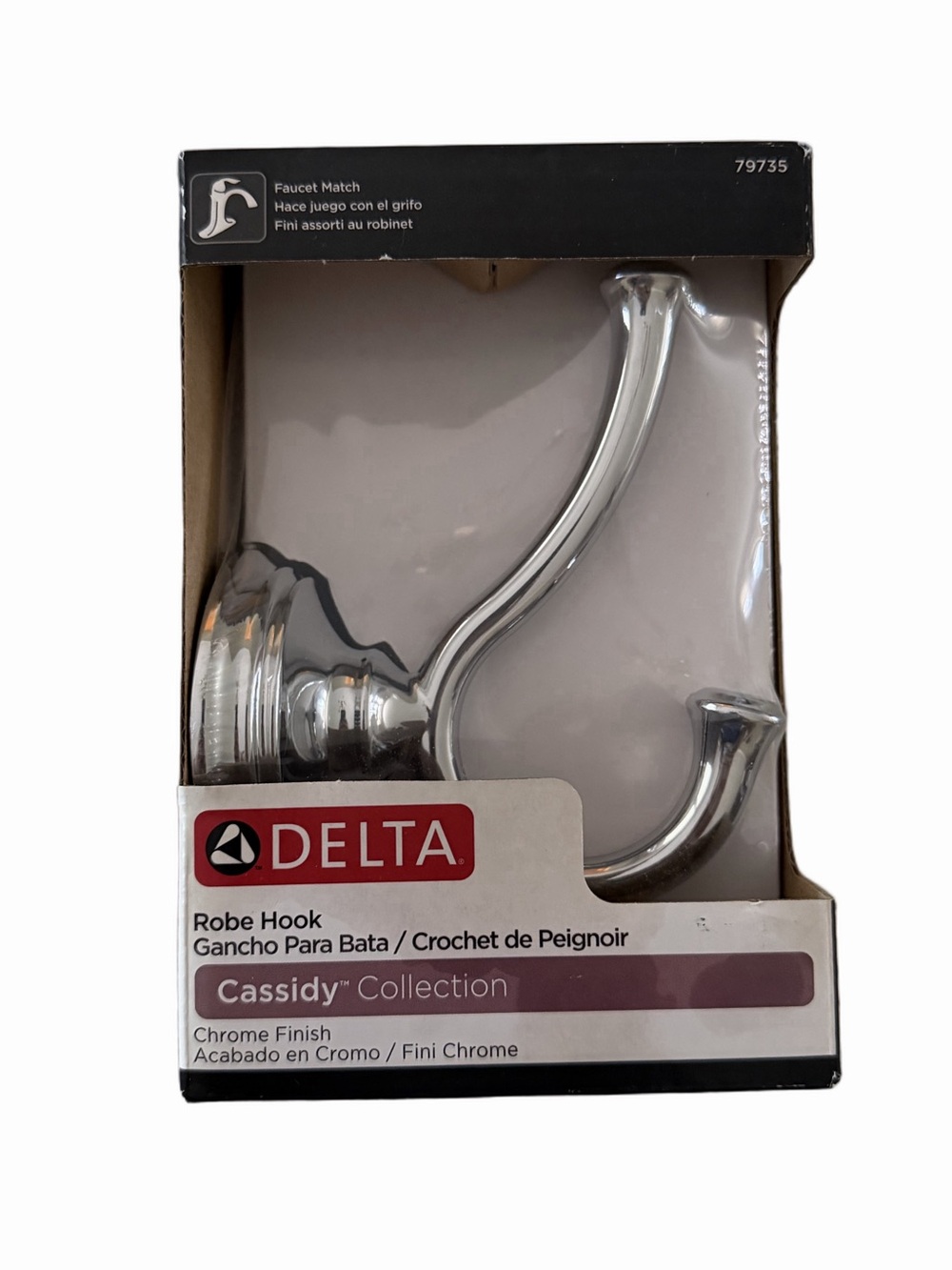 Delta Double Towel Hook for Bathroom or Kitchen| Polished Chrome | Cassidy